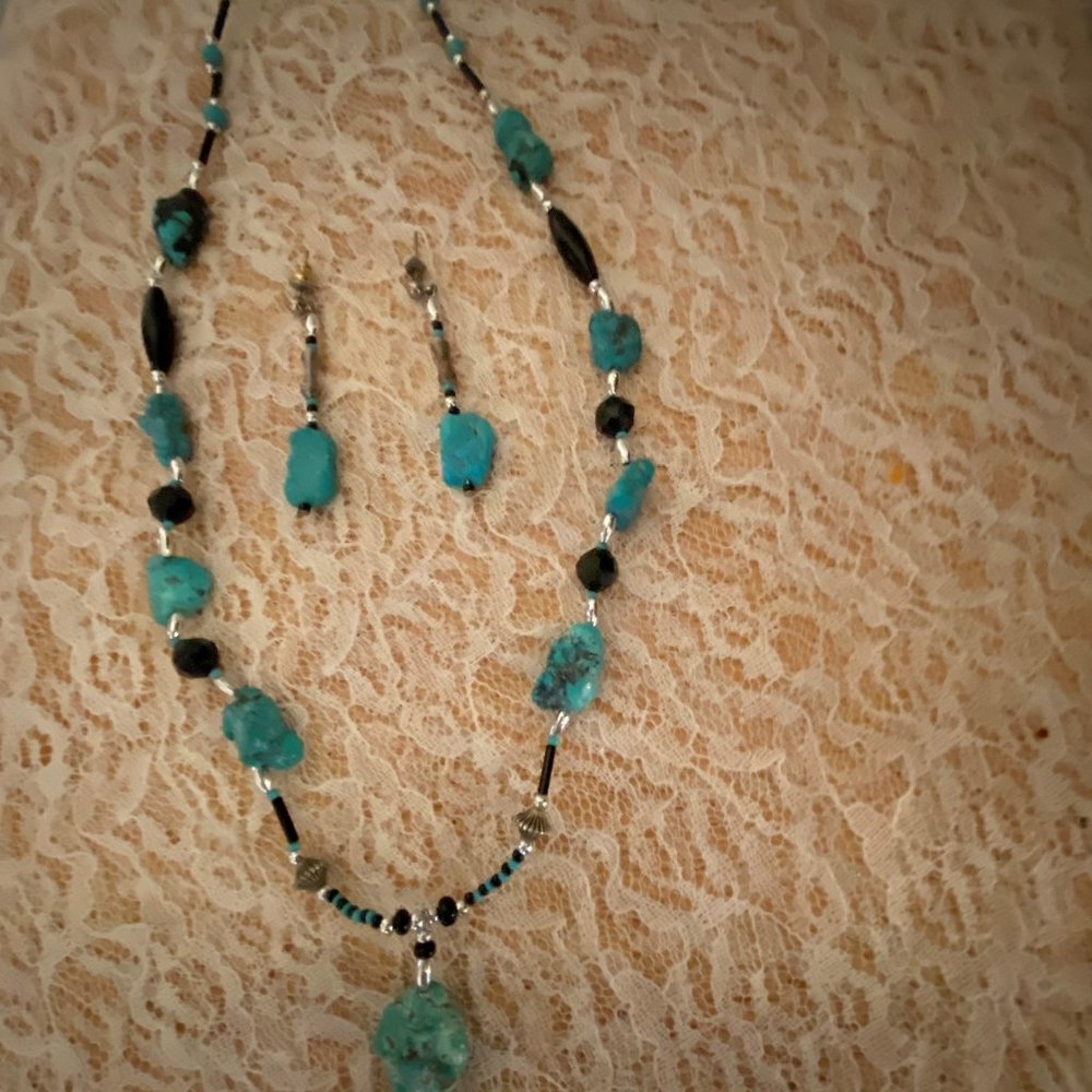 Turquoise and Sterling Necklace and Earings